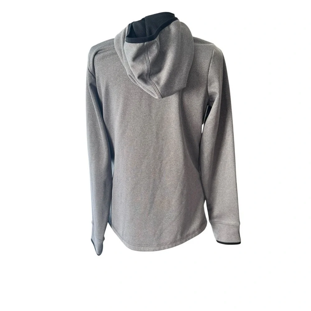 Holloway Ladies Small Gray Asymmetrical Zip Hooded Jacket Thumbholes Pockets k2